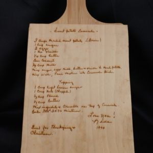 Custom cutting board with recipe