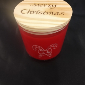 Custom candle with Merry Christmas on top